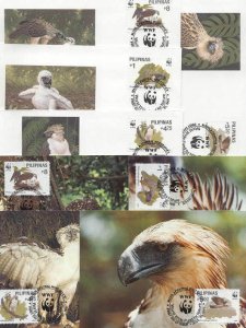 Philippines 8 FDC/cards WWF/Birds 1991