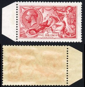 SG409Wj 1915 DLR 5/- Bright Carmine Wmk REVERSED U/M RARE Cat 6250 pounds