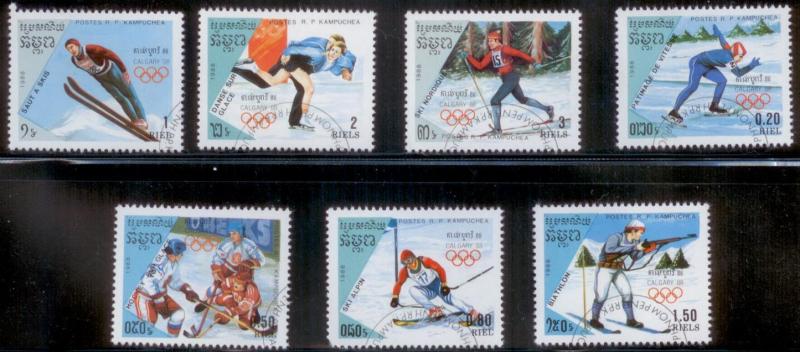 Cambodia 1987 SC# 833-39 Calgary Olympics CTO L395