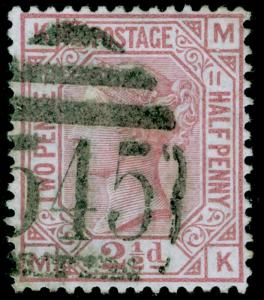 SG141, 2½d rosy mauve PLATE 11, USED. Cat £80. MK