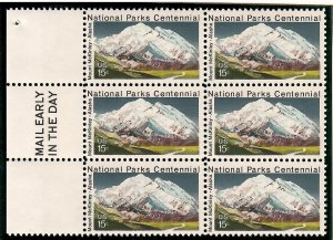 US # 1454 , National Parks , VF OG NH Mail Early Block of 6 - I Combine S/H