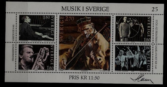 Sweden 1473 MNH bkl.pane Music,signed Slania