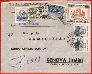 aa2603 - CHILE - POSTAL HISTORY - Airmail Registered COVER to  ITALY  1961 Birds