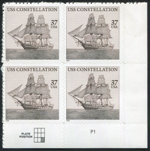 USA #3869 USS Constellation  Plate block  (FV  $1.48)