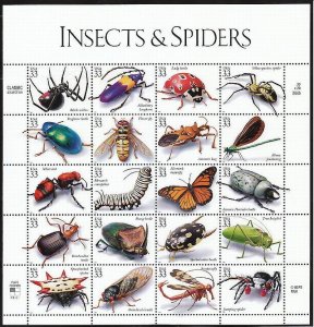 1998 INSECTS AND SPIDERS Sc 3351 MINT SHEET of 20