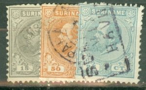 QJ: Surinam 1-3, 5-6 mint; 4 used CV $110.20; scan shows only a few