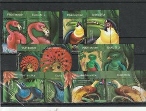 ROMANIA 2019 STAMPS EXOTIC BIRDS PARROT FLAMINGO LABELS MNH