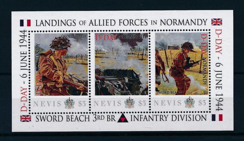 [81038] Nevis 2011 Second World war D-day Landing Normandy Sheet MNH