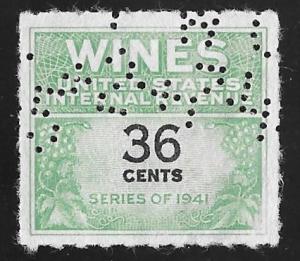 RE135 36 cents Wine Stamps used NG as issued F-VF