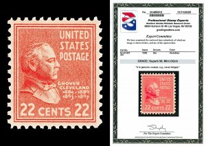 Scott 827 1938 22c Presidential Issue Mint Graded Superb 98 NH with PSE CERT