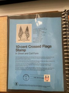 USPS Souvenir Page Scott 1509,1973 crossed flags stamps