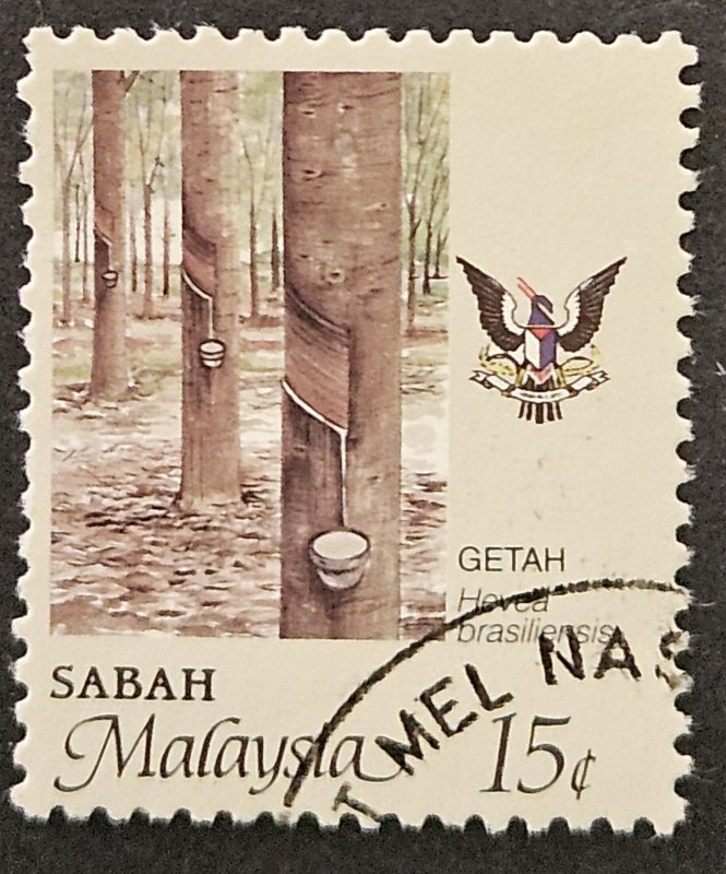 Malaysia - Sabah 1986 SG463 used 15c. Agricultural products - rubber