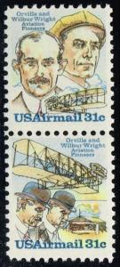 US #C92a Wright Brothers Se-tenant Pair; MNH (1.30)