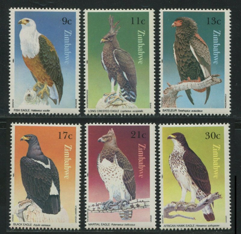 Zimbabwe 1984 Sc 481-486 Birds Eagle CV $5.60