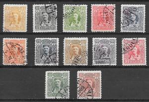 Montenegro 1907 Prince Nicholas, 10 different used, Scott # 75-86.