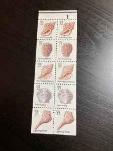 US SC# 2121a Sea Shells Booklet Plane of 10 Unused