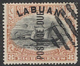 LABUAN 1901 Sc J6 8c Postage Due - Dhow / ship, Used VF