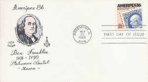 2145   22c  AMERIPEX86   -   Hand painted David C cachet