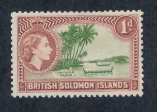 Solomon Islands 1956  Scott  90 MH - 1p, Roviana canoe