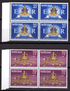 Norfolk Island 1978 Sc#229/230 QUEEN ELIZABETH II CORONATION 25th. Block of 4 MN