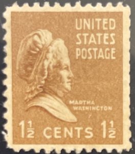 Scott #805 1938 1½¢ Presidential Series Martha Washington unused hinged