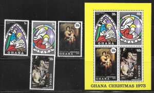 Ghana 508-511 1973 Christmas set and s.s. MNH
