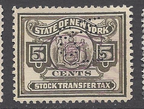 New York State Stock Transfer Tax Stamp 5c Used