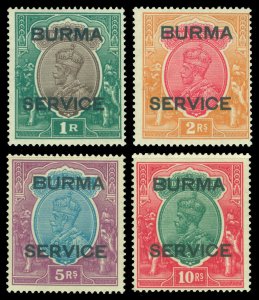 British Colonies - BURMA 1937 - SERVICE ovpt KGV high values Sc# O11-O14 mint LH