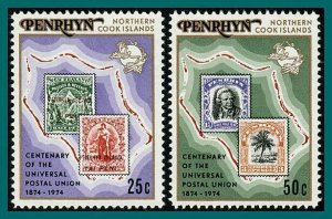 Penrhyn Island 1974 UPU Centenary #64-65,SG70-SG71