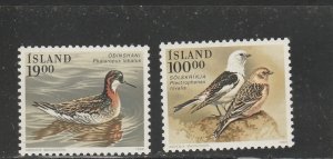 Iceland  Scott#  671-672  MH  (1989 Birds)