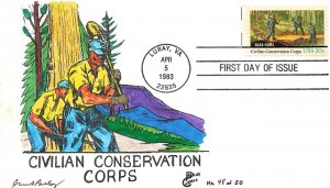 2037 20c CIVILIAN CONSERVATION CORPS - Hand Painted James B. Paslay cachet