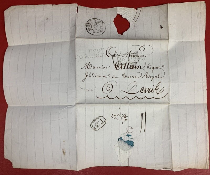 France, 1814 Stampless Cover, sent from Noirmoutier to Paris