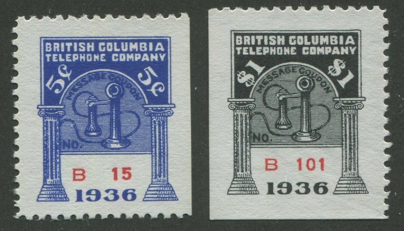 CANADA REVENUE BCT118, BCT120 BRITISH COLUMBIA TELEPHONE FRANKS