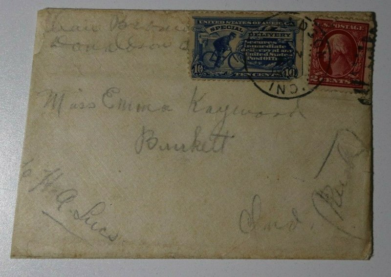 US Sc#406 Used On Cover Specail Delivery 1914 Pitts Chicago RPO Cleveland IND