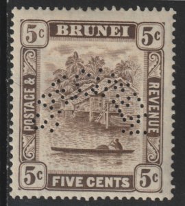 BRUNEI 1924 5c RETOUCH  perforated SPECIMEN  - a great rarity