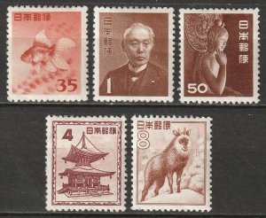 Japan 1952 Sc 556-60 set MH*