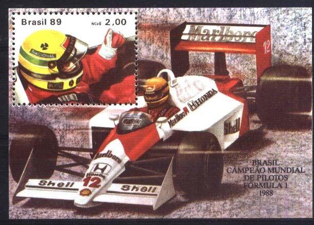 BRASIL BRAZIL 1989 SPORT F1 CAR RACE CHAMPION AYTON SENNA S/S YV BL 76 MI 77