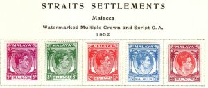 Malaya Malacca Scott 22-26 MH* stamps