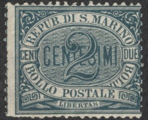 San Marino #1 Numeral 2c Postage Stamp Green 1877 Mint NH
