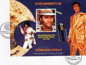 Turkmenistan 1997  Elvis Presley/Halley's Comet Souvenir Sheet  Perf.1997 FDC