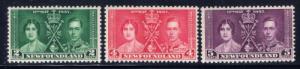 Newfoundland 230-32 NH 1937 KGVI Coronation 