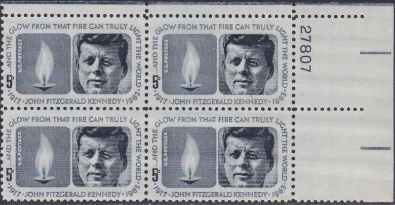 1246 Kennedy Memorial Plate Block MNH