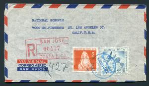 1961 Costa Rica - Registered to Los Angeles, California USA - Great Backstamps!