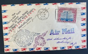 1930 El Paso TC USA Airmail cover Welcomes  Coste & Bellonte Good Will Tour