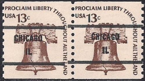 #1618AC 13 cent Liberty Bell, Coil Pair mint OG NH VF-XF