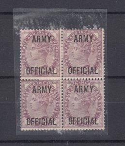 GB QV 1896 1d Lilac Army Official Mint Block Of 4 SGO43 MNH BP13376