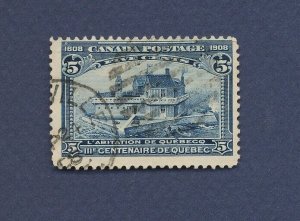 CANADA - Scott 99 - used - 5 cent Blue - Victoria - 1908