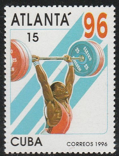 1996 Cuba Stamps Sc 3665 Atlanta'96 Weight Lifting MNH