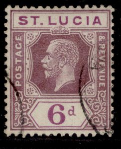 ST. LUCIA GV SG102, 6d grey-purple & purple, FINE USED.