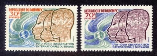 Dahomey Sc# 257-8 MNH 50th Anniversary of ILO
